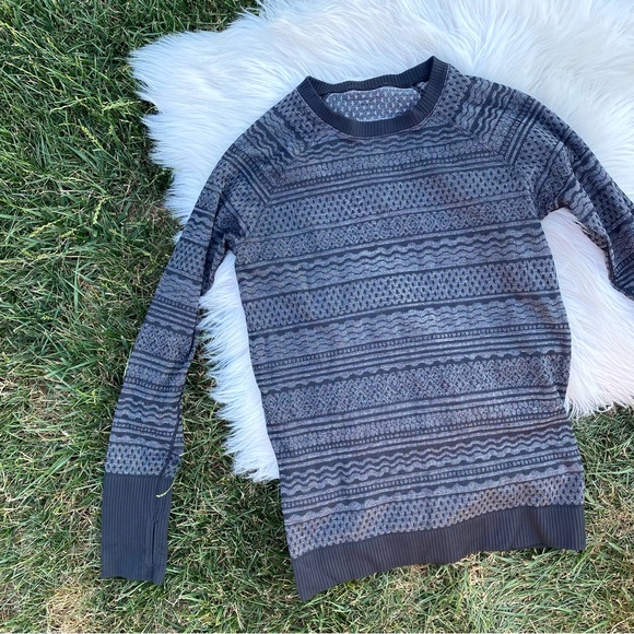 Lululemon Restless Pullover Gray Fair Isle Gray Heathered Black medium - Picture 1 of 4